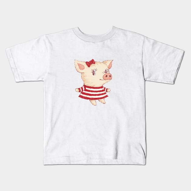 Cute Pig girl Kids T-Shirt by sanogawa